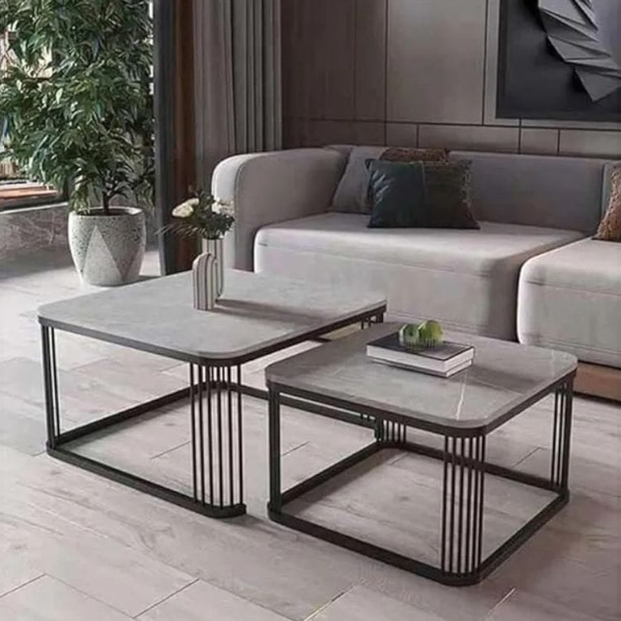 Modern Marble Finish Nesting Center Table Set