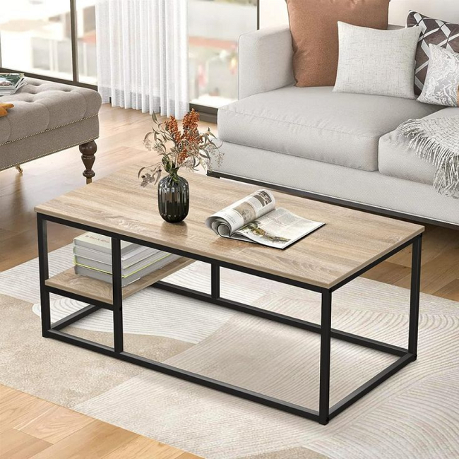 Modern Wooden Center Table with Storage Shelf