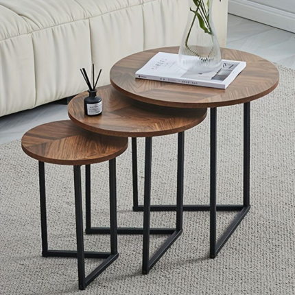 Set of 3 Round Wooden Nesting Side Tables