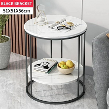 Luxury round side table with two tier shelves .